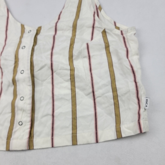 NWT RVCA Note To Self striped snap front tie back crop tank top A99 - Picture 5 of 7